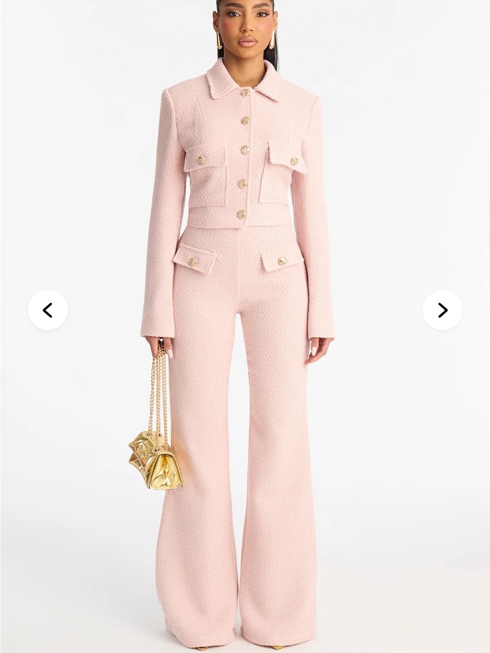 Brand new fashion nova pink tweed jacket and pants